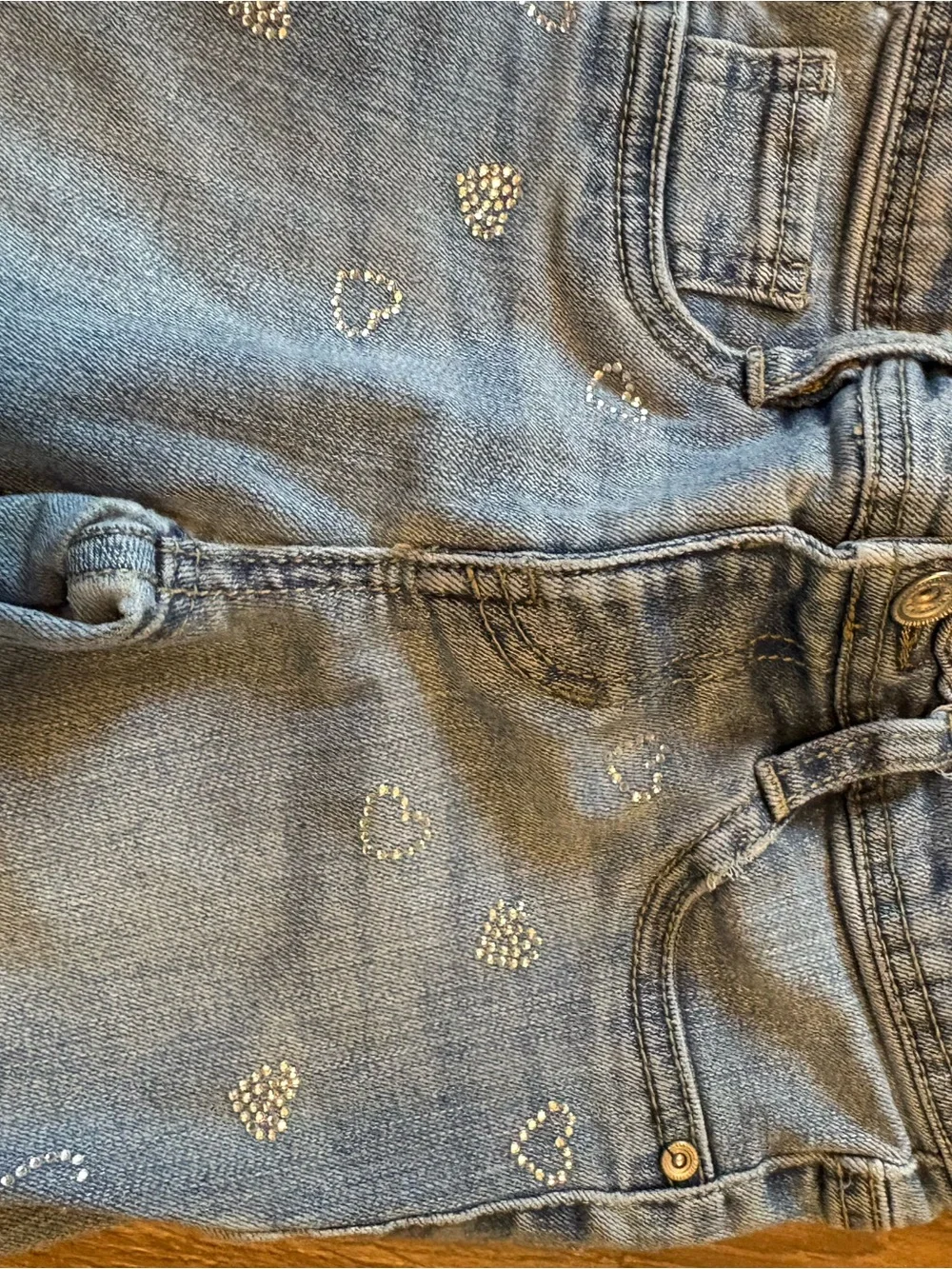 Squeeze Girls Light Blue Denim Jeans with Heart Studs